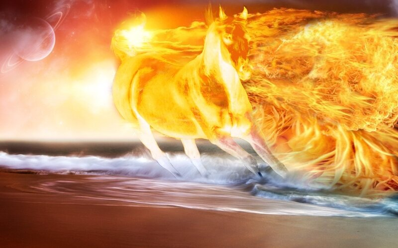 Flaming Horse Running — Orange