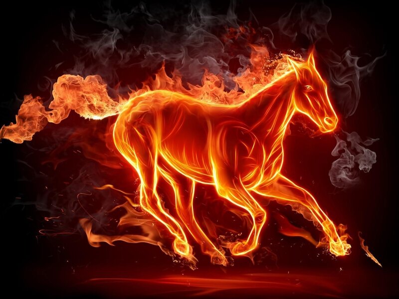Flaming Horse Running — Red, Dramatic