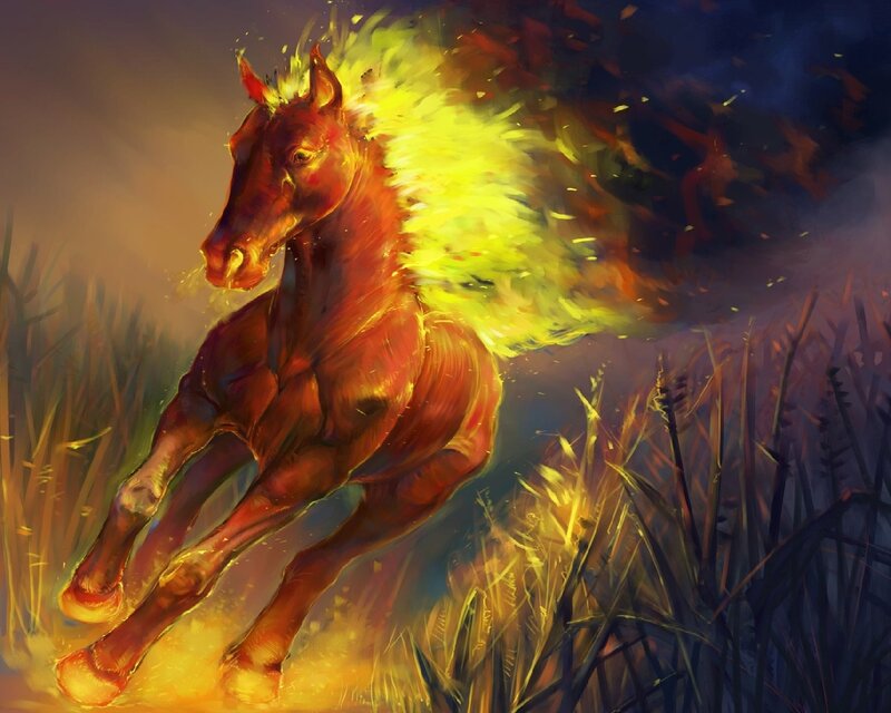 Flaming Horse Running — Red