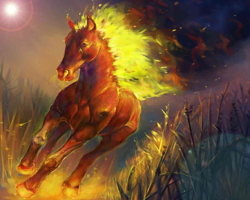 Flaming Horse Running — Yellow