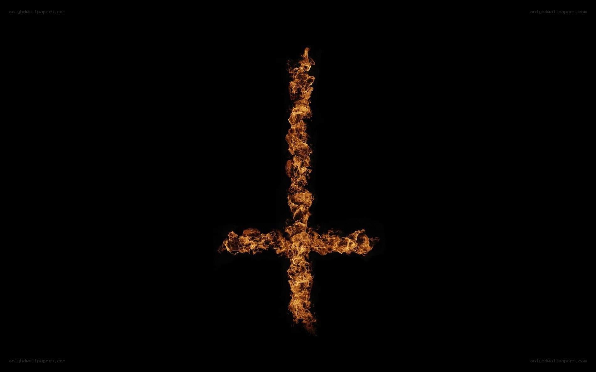 flaming inverted cross