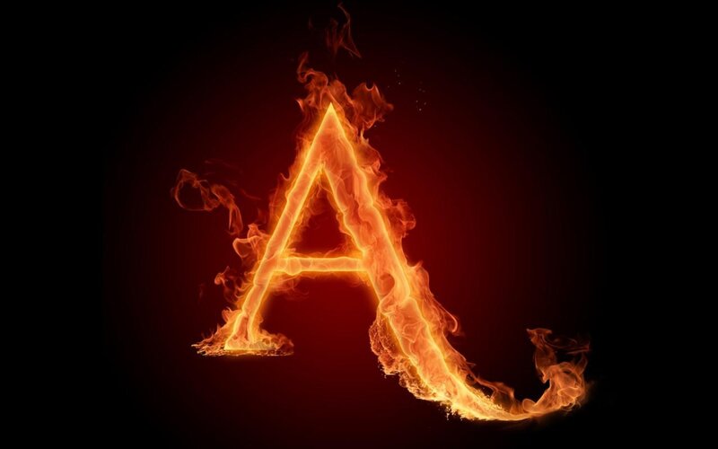 Flaming Letter a — Red, Dramatic