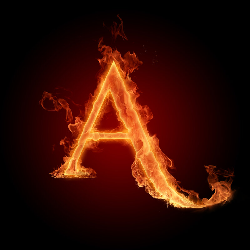 Flaming letter A