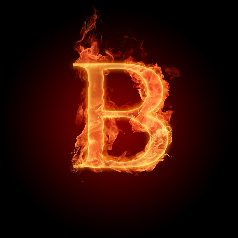 Flaming letter B