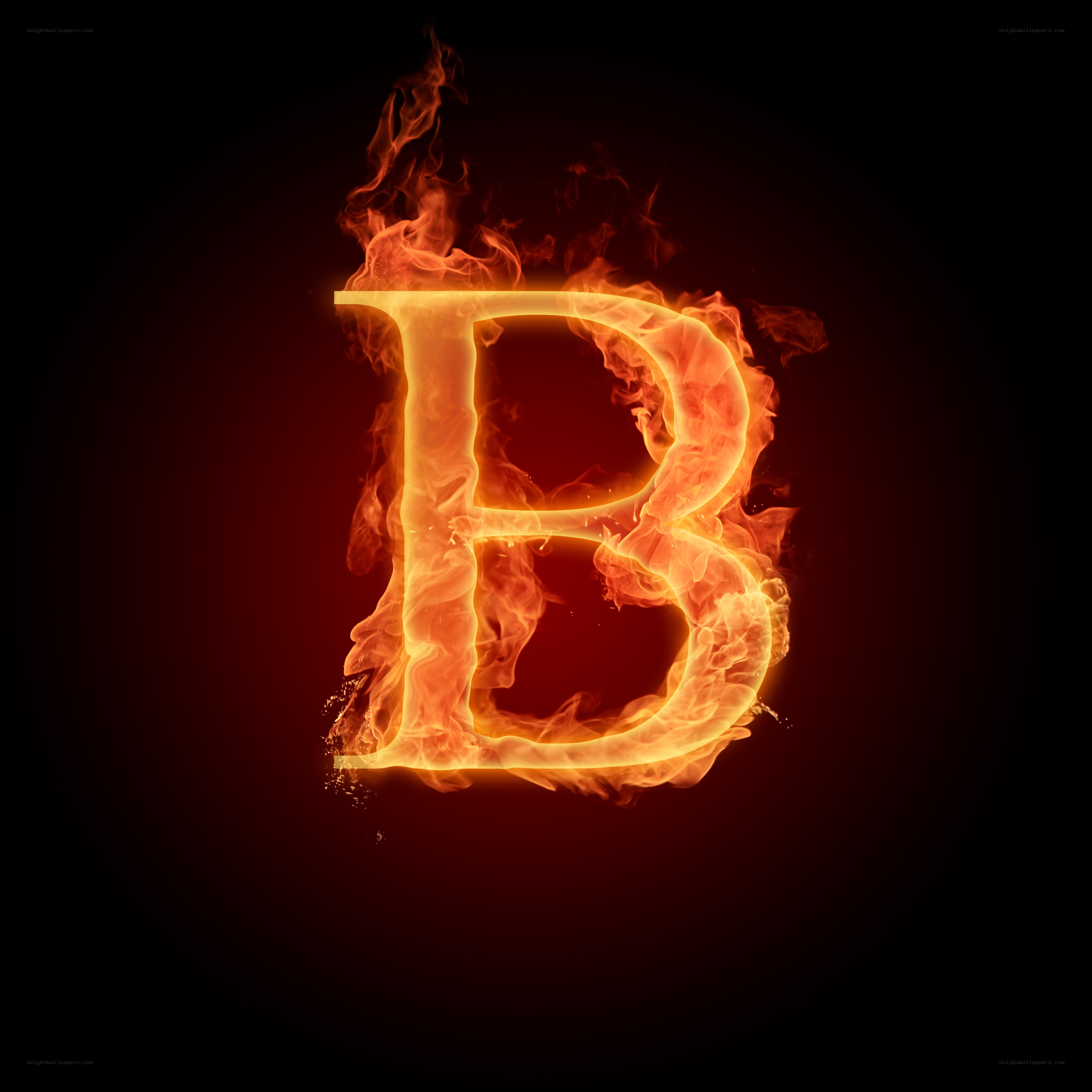 Flaming letter B