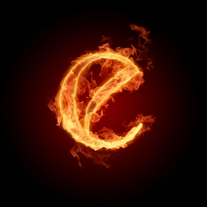 Flaming Letter C — Orange
