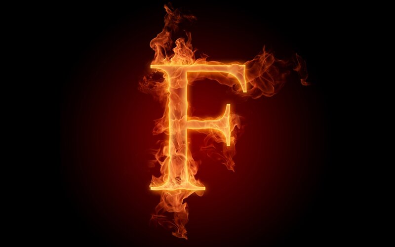 Flaming Letter F — Orange