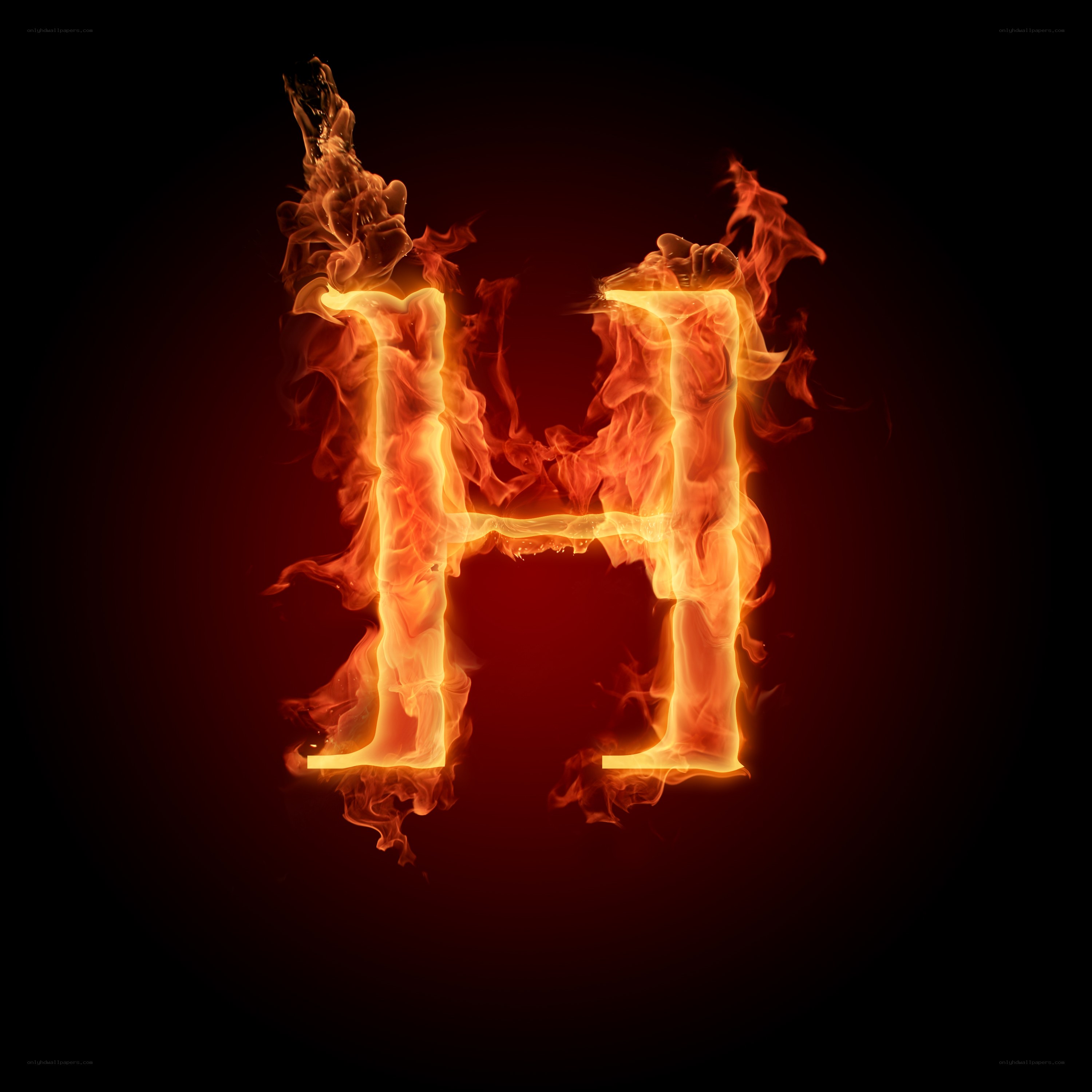 flaming letter H