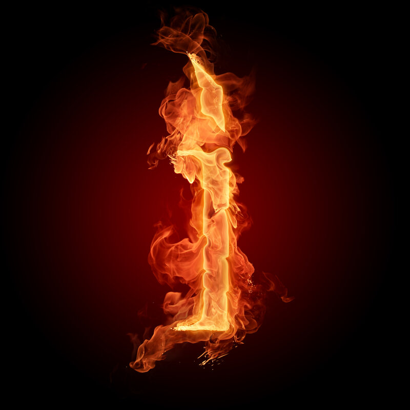 Flaming letter I