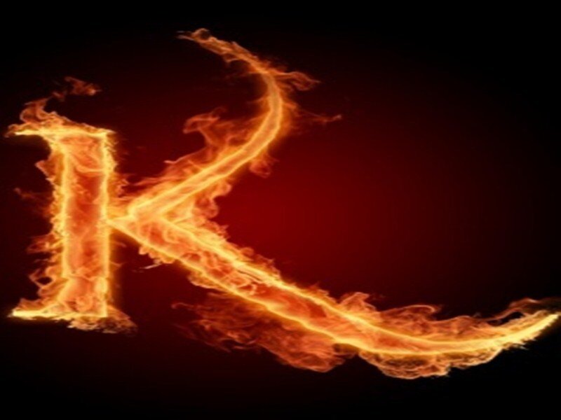 Flaming Letter K — Red, Dramatic