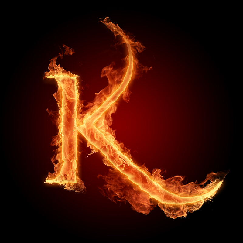 flaming letter K