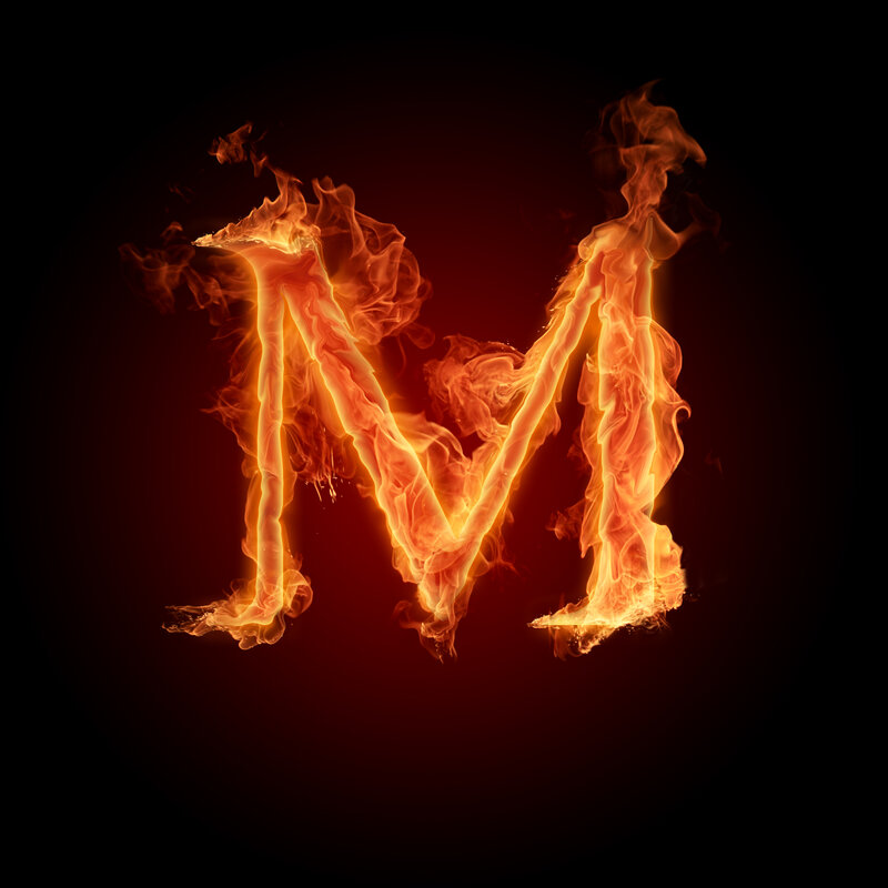 flaming letter M
