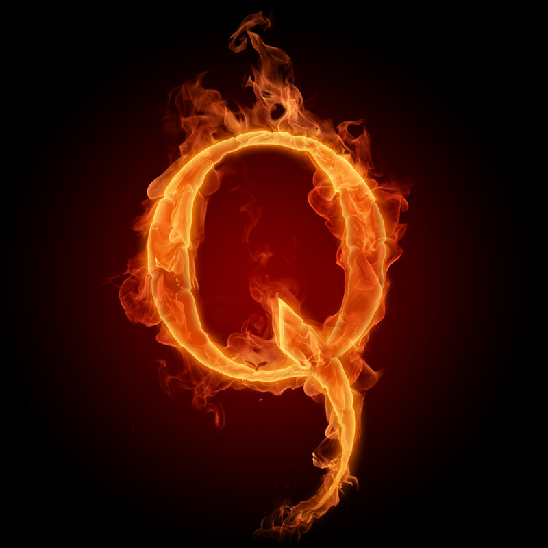 Flaming letter Q