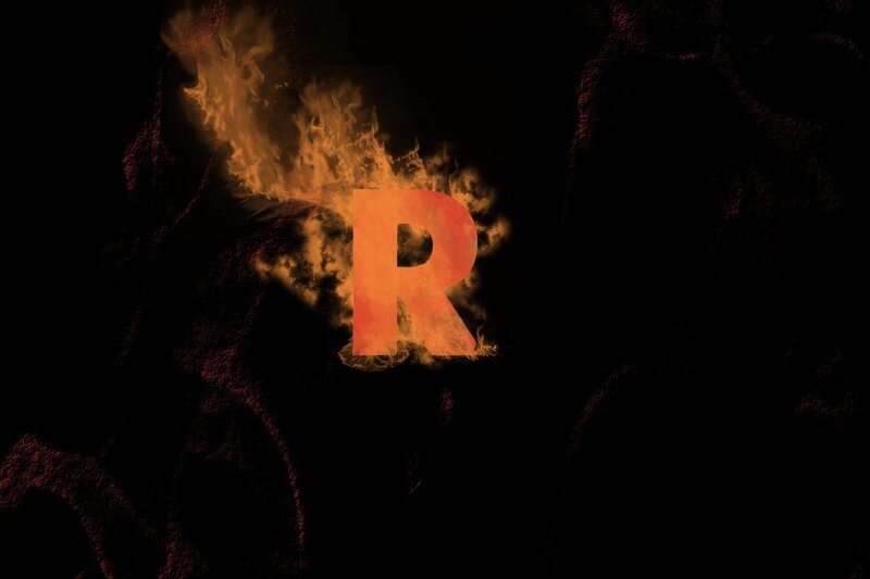 Flaming letter R