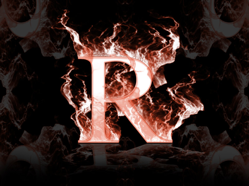 Flaming letter R logo