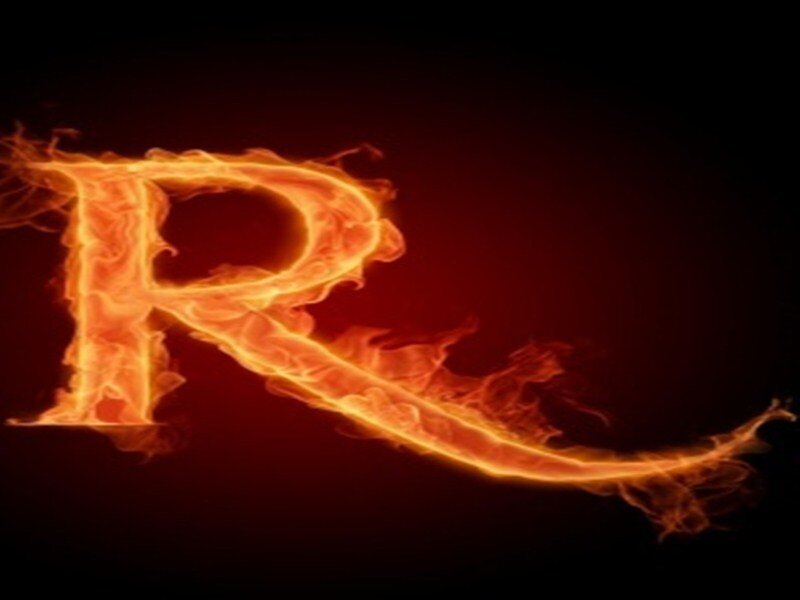 Flaming Letter R — Red