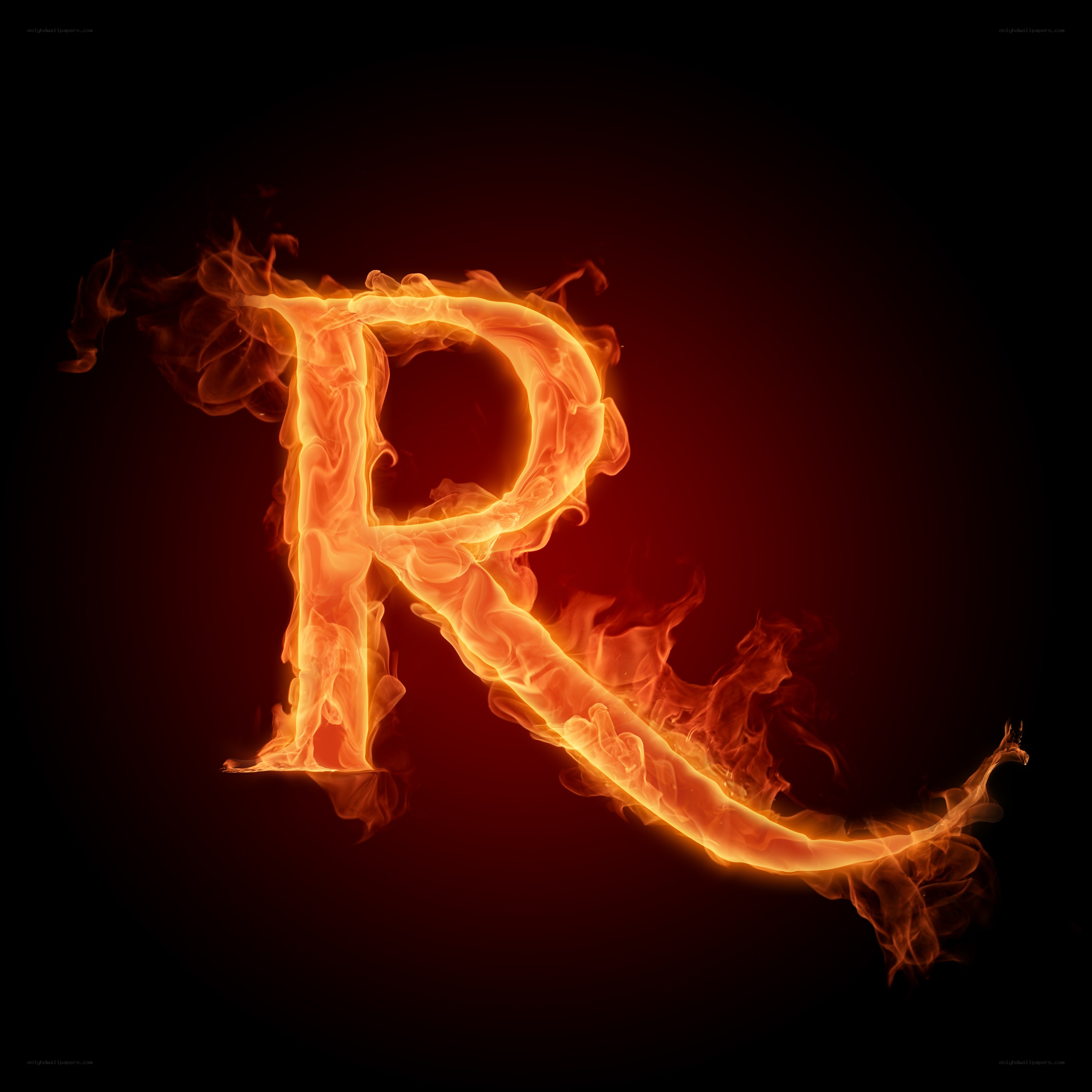 Flaming letter R