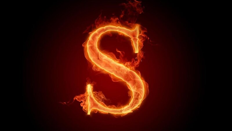 Flaming Letter S — Red, Dramatic