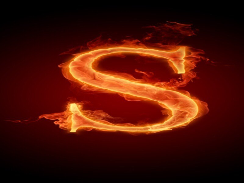 Flaming Letter S — Red