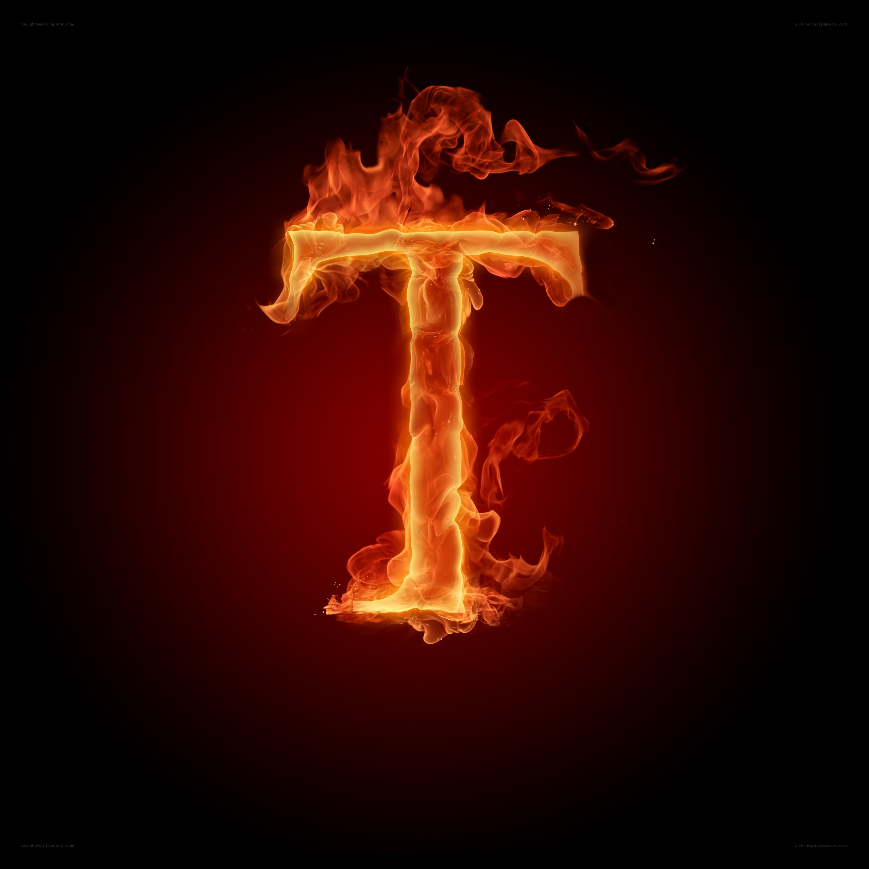 Flaming letter T