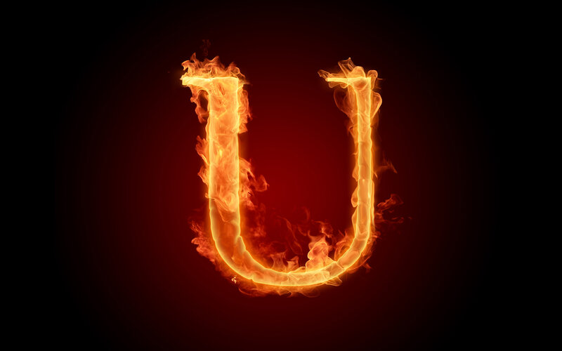 Flaming Letter U — Orange