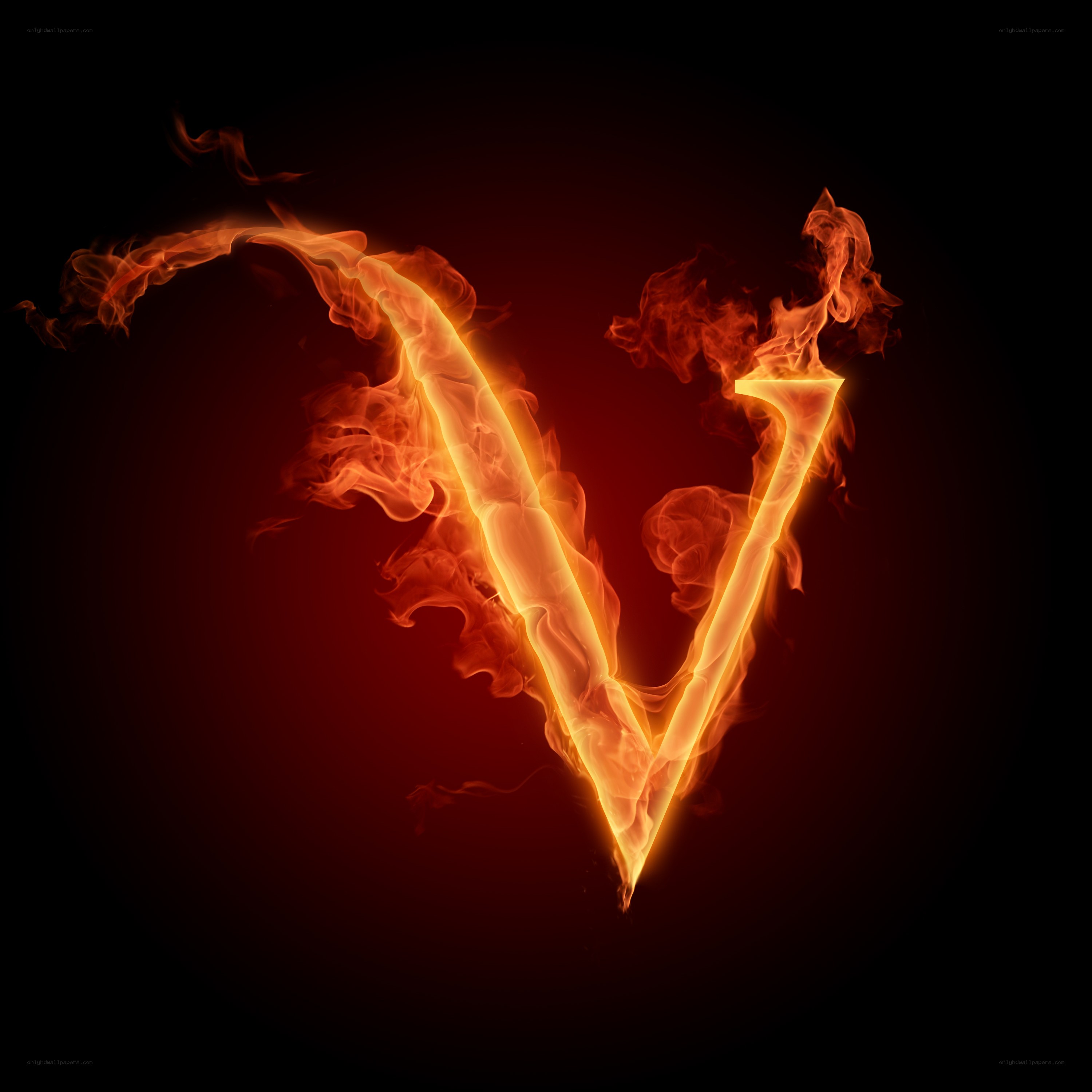 flaming letter V