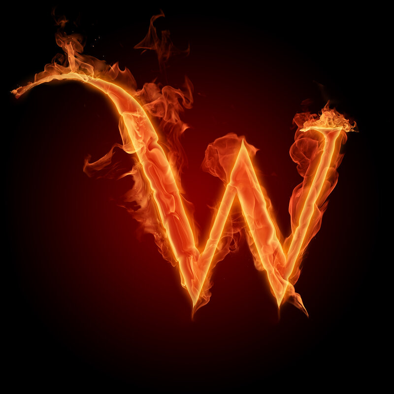 flaming letter W