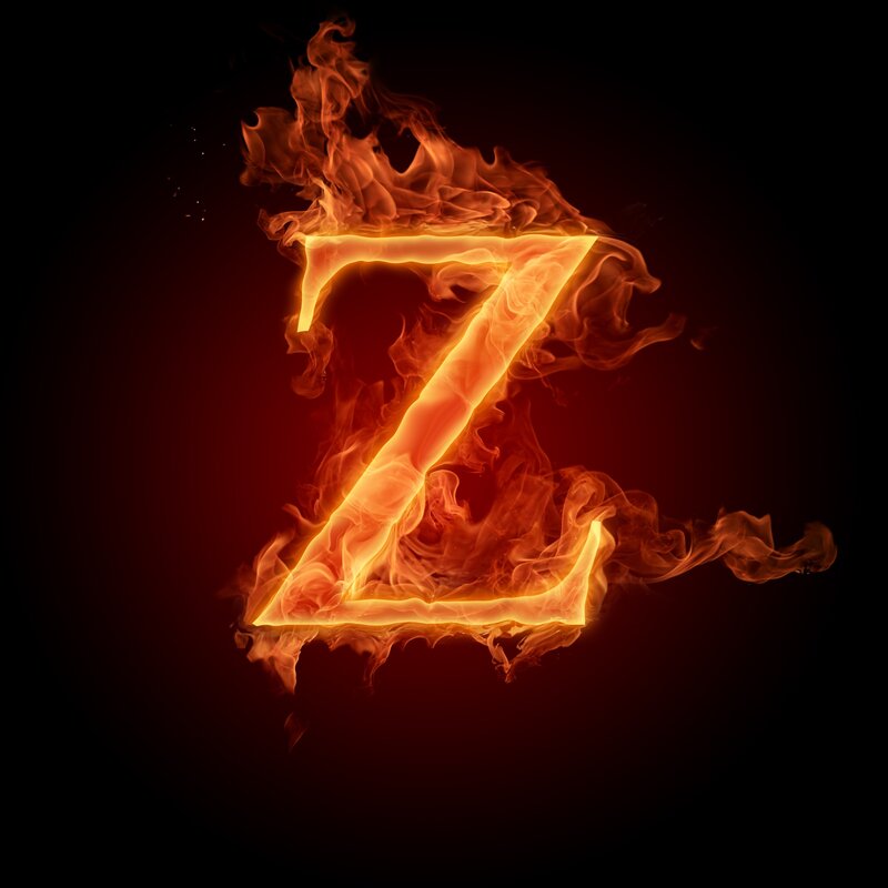 Flaming Letter Z — Orange, Dramatic