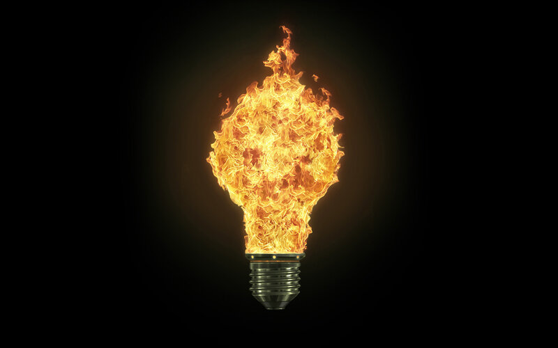 Flaming light bulb