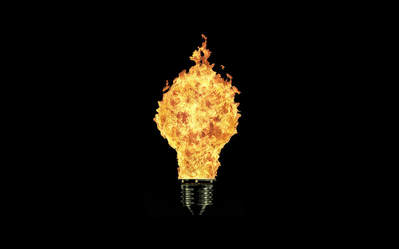 Flaming Light Bulb — Black