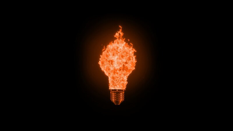 Flaming Light Bulb — Orange