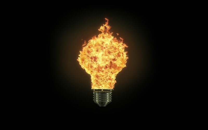Flaming light bulb