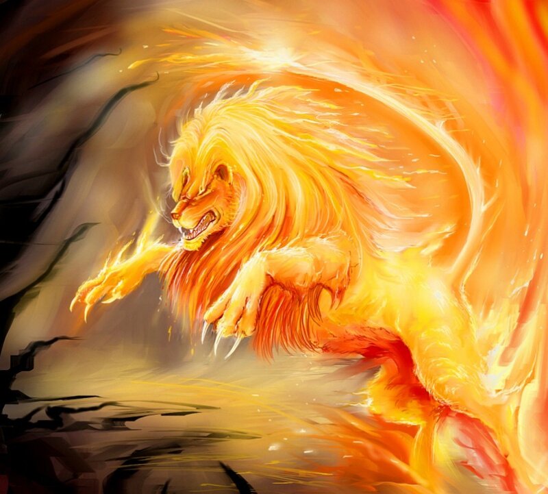 Flaming Lion Creature — Orange