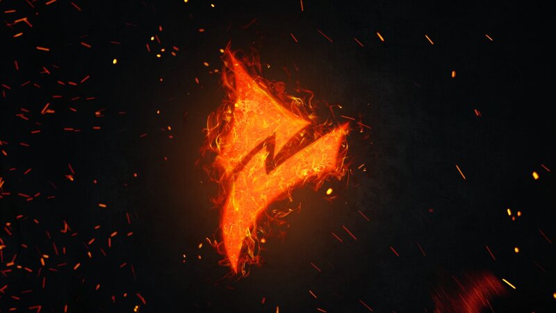 Flaming Logo — Black, Dramatic, Digital Art