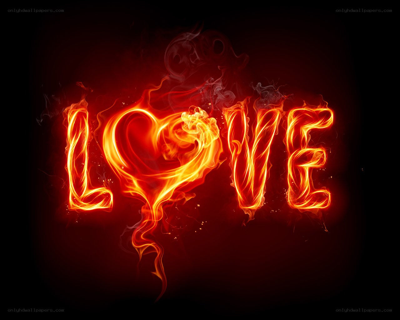 Flaming love word art