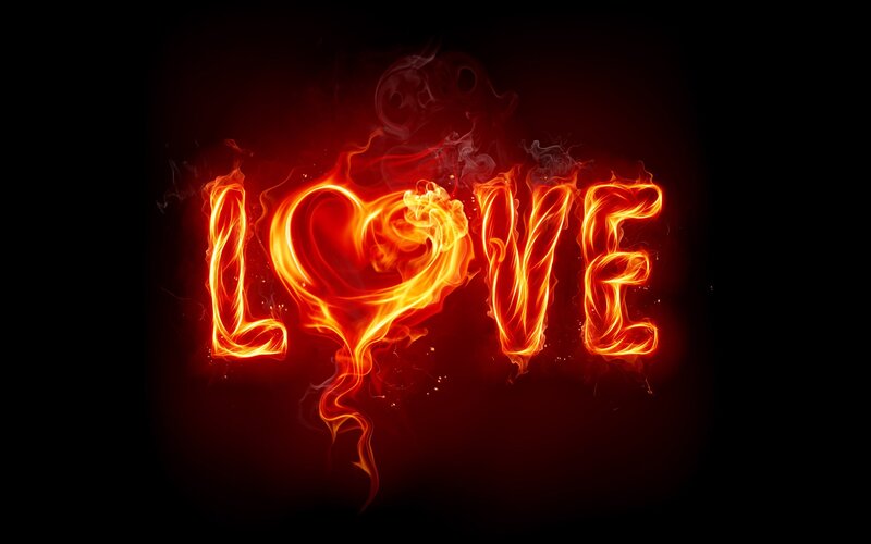 flaming love word art
