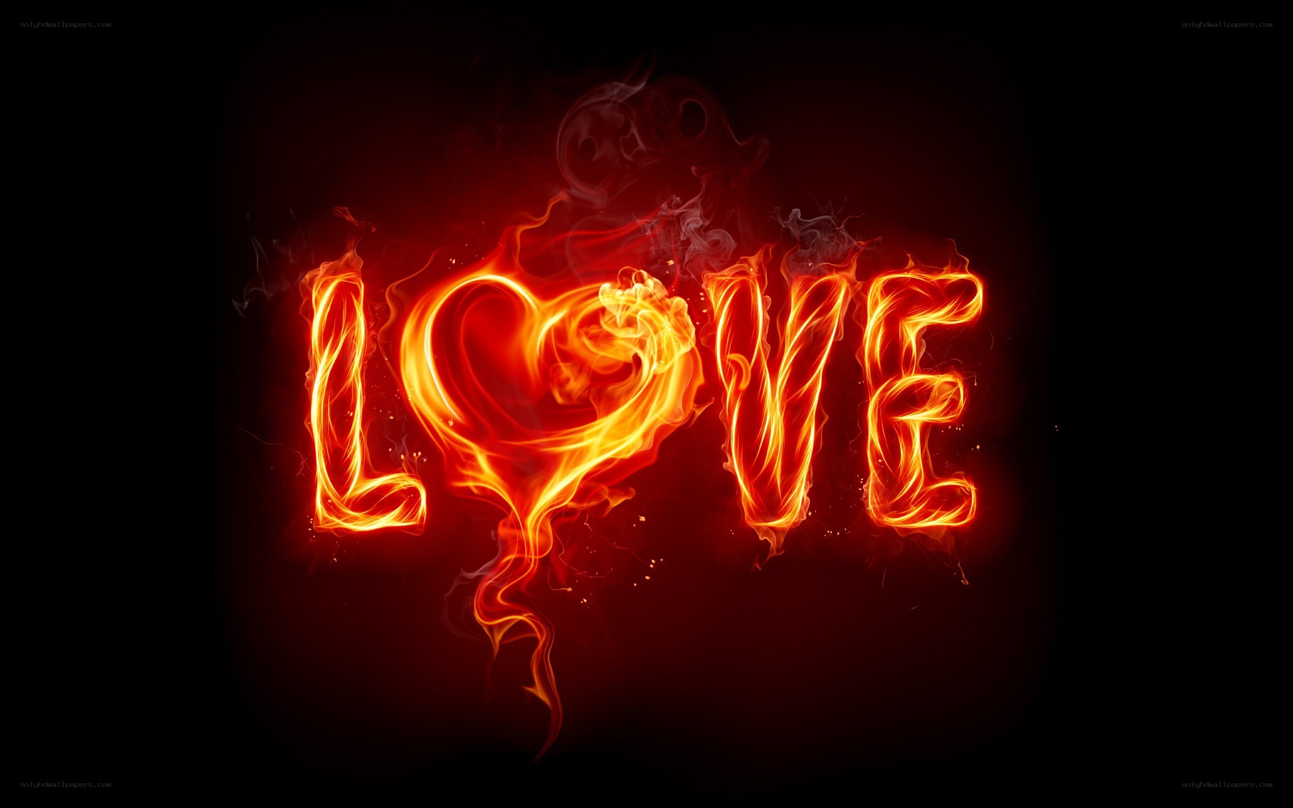 flaming love word art