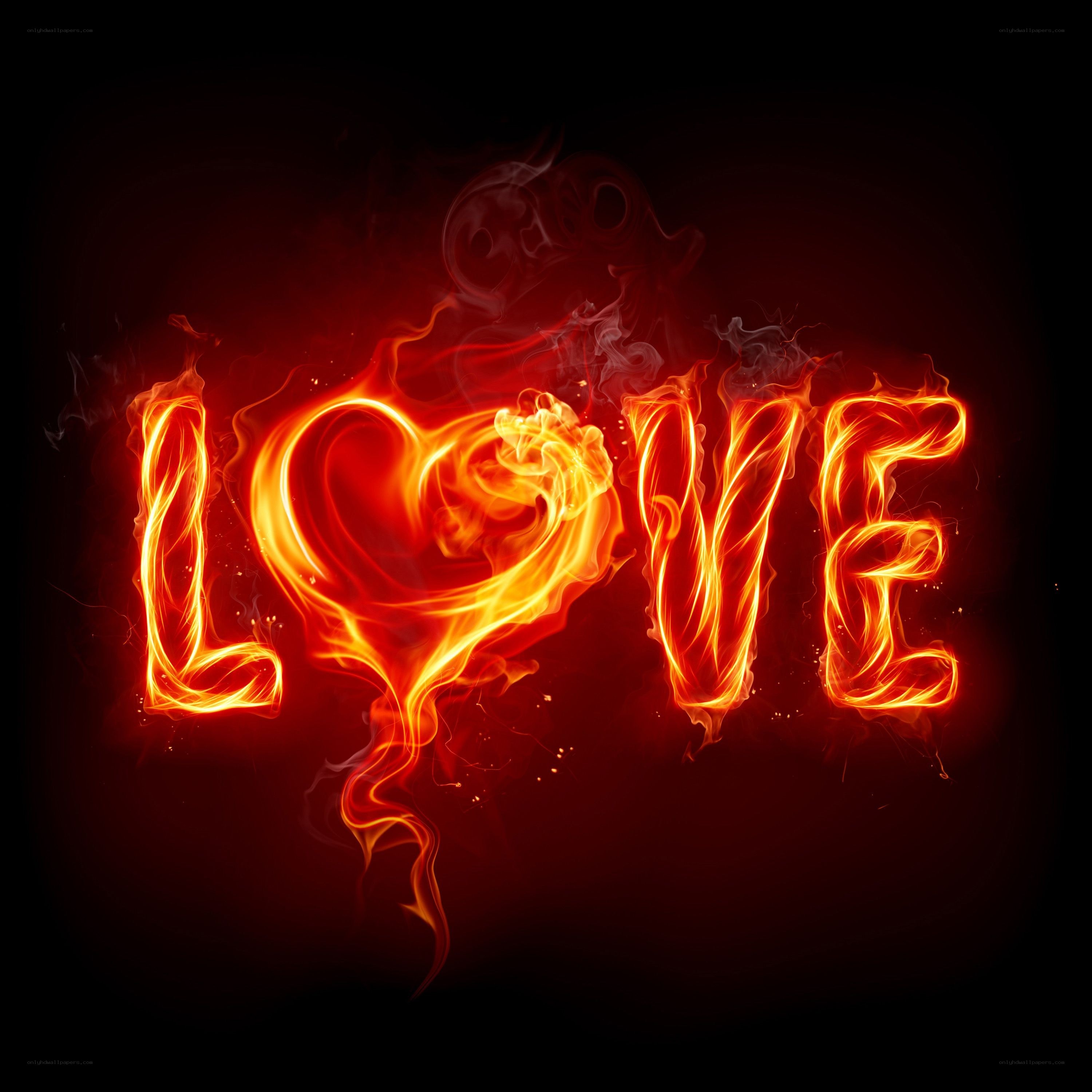 Flaming love word art