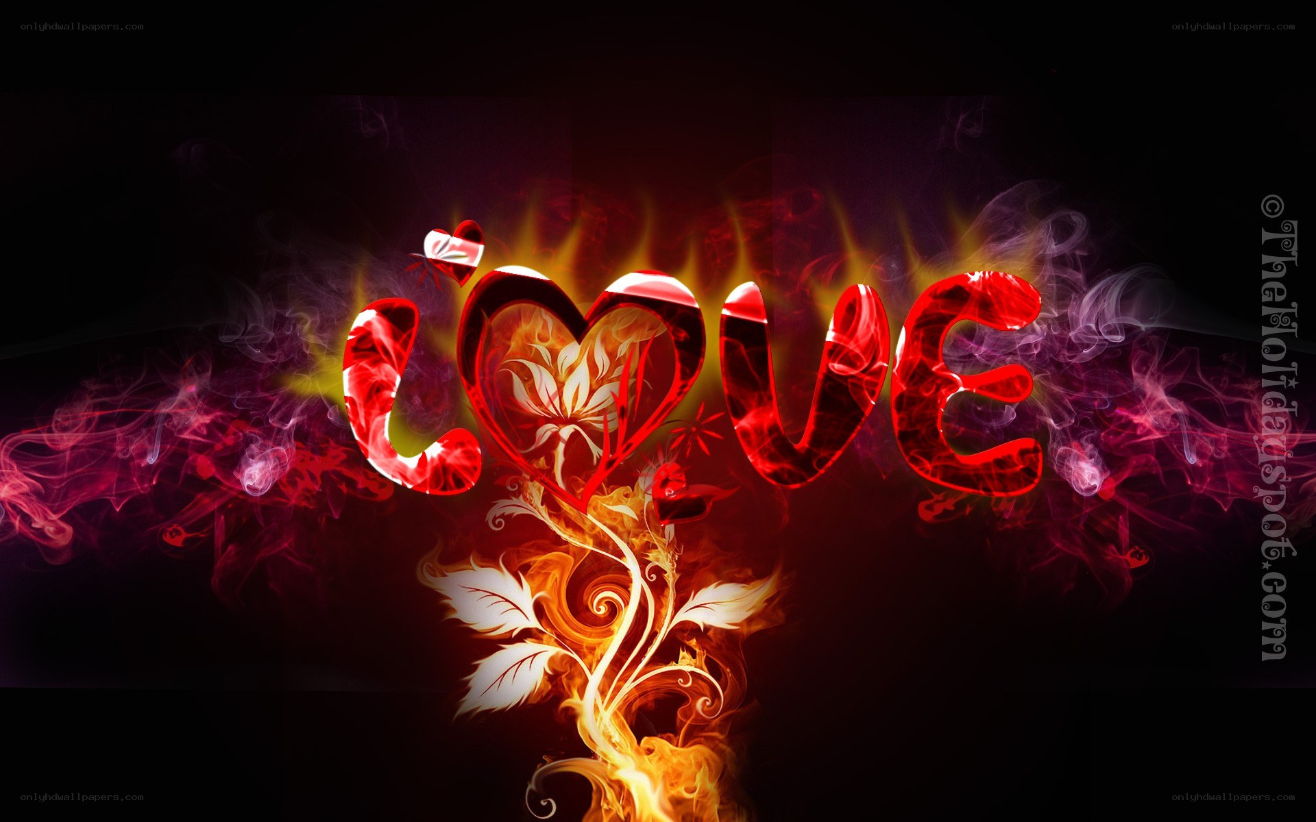 Flaming love word art