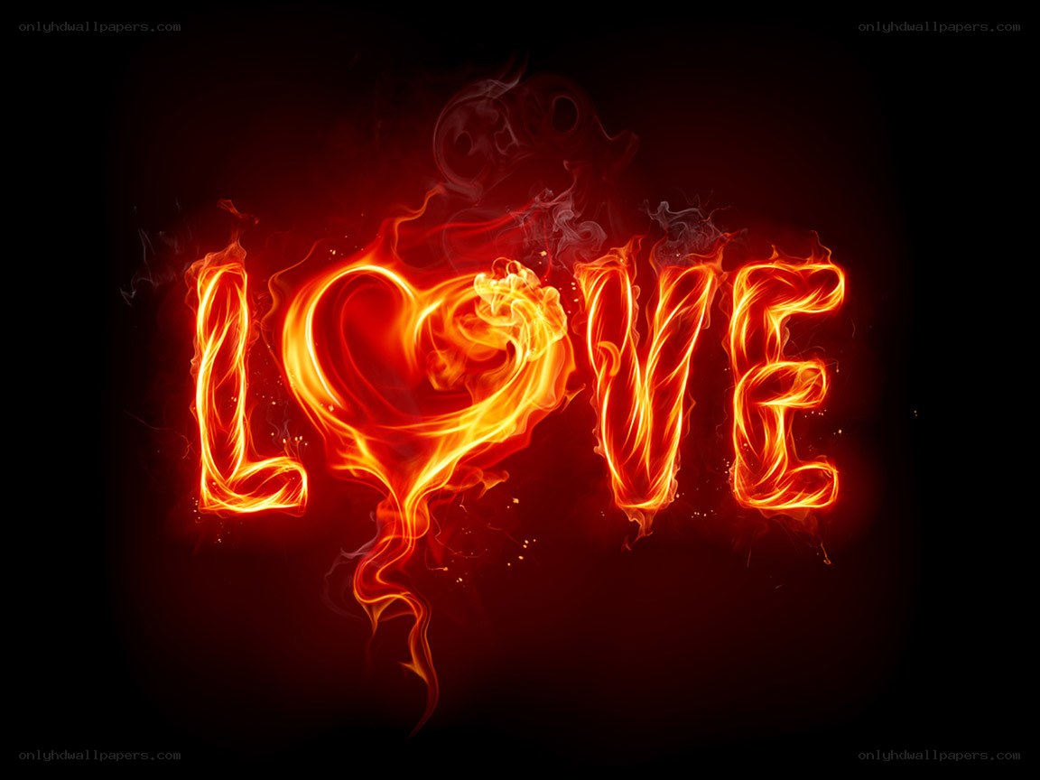 flaming love word art