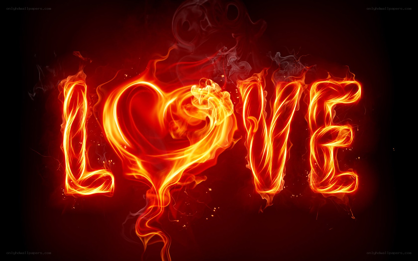 Flaming love word art