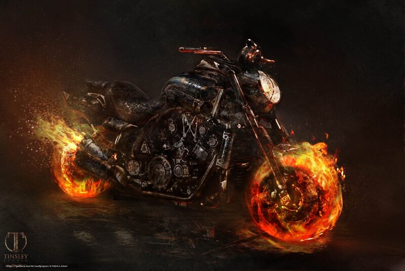 flaming motorcycle artwork
