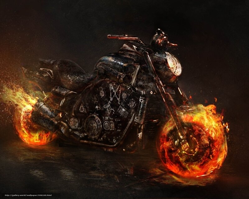 flaming motorcycle artwork