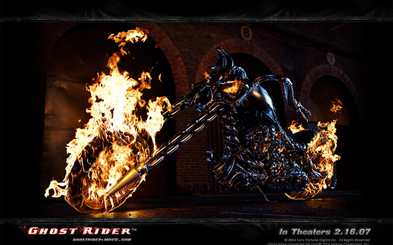 Flaming Motorcycle — Black, Dramatic