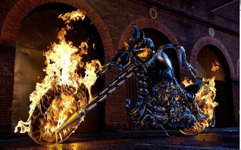 Flaming Motorcycle — Black