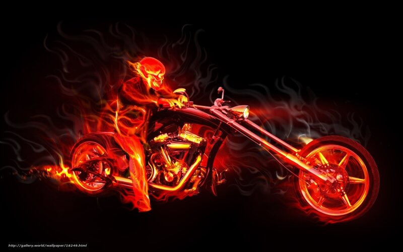 flaming motorcycle rider