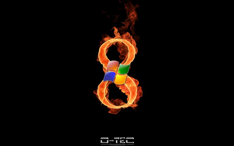 Flaming Number Eight — Black