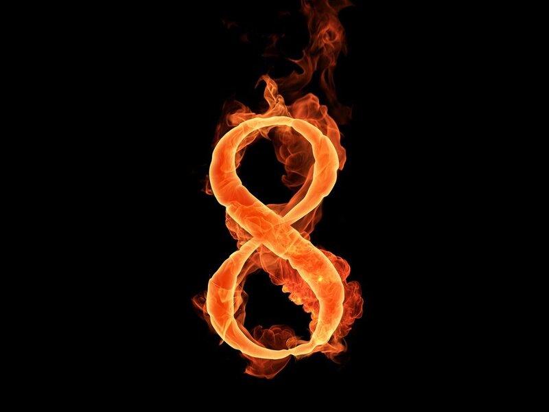 Flaming Number Eight — Orange, Dramatic