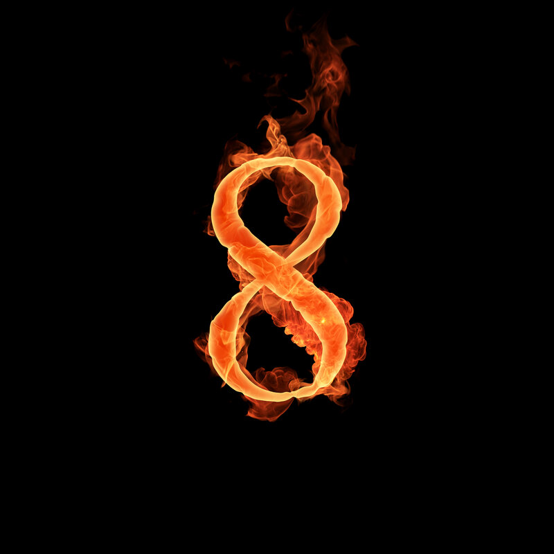 flaming number eight