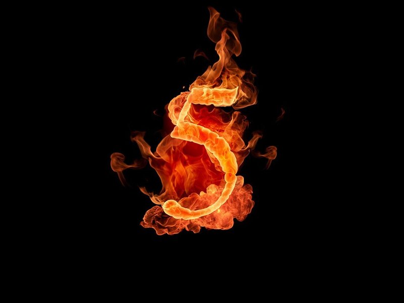 Flaming Number Five — Orange, Dramatic